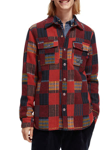 Scotch and Soda Jacquard Patchwork Checked Overshirt - Multi