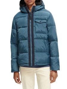 Scotch and Soda Water Repellant Puffer Jacket - Steel