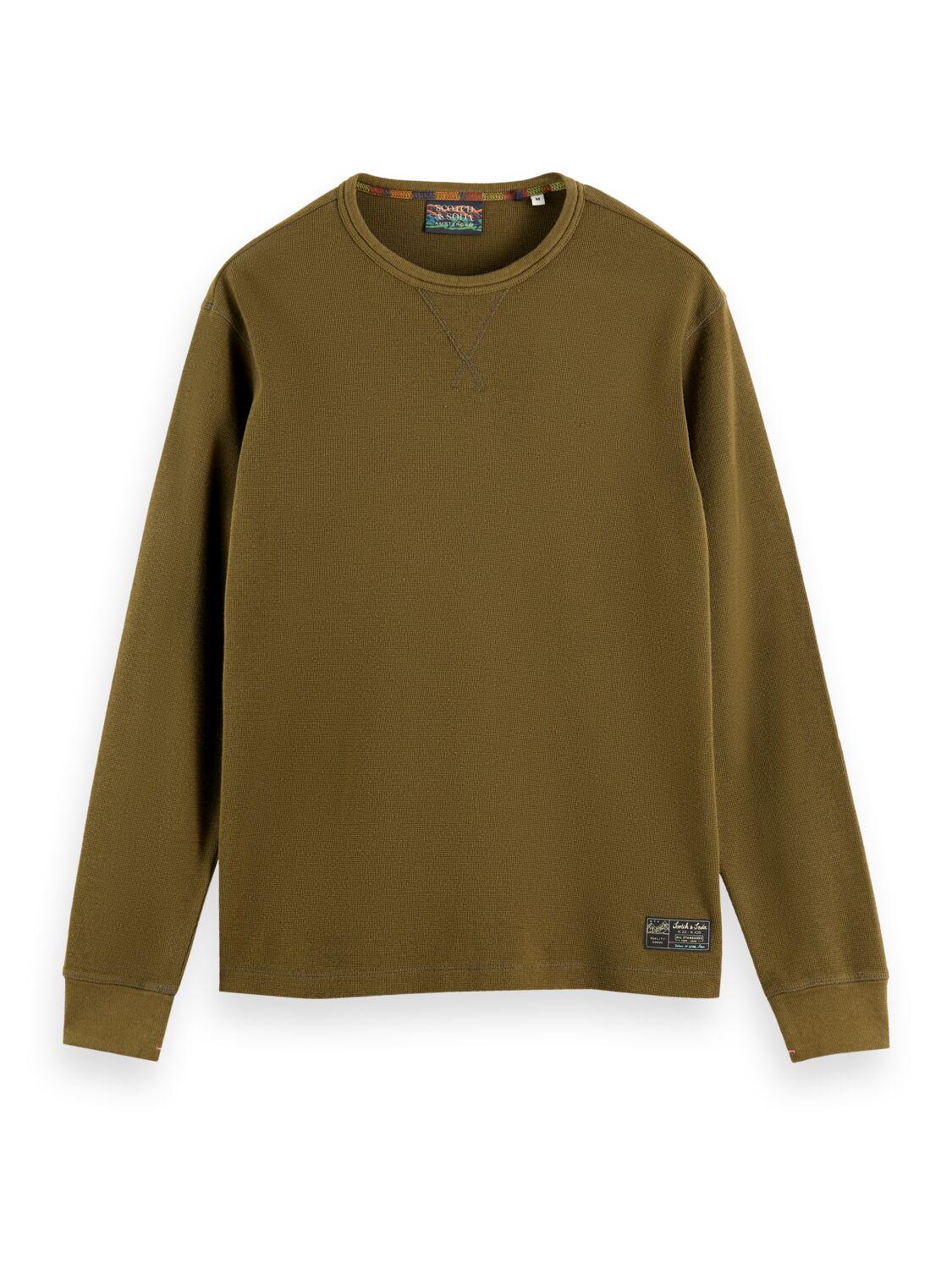 Scotch and Soda Structured Waffle Long Sleeve Tee - Military