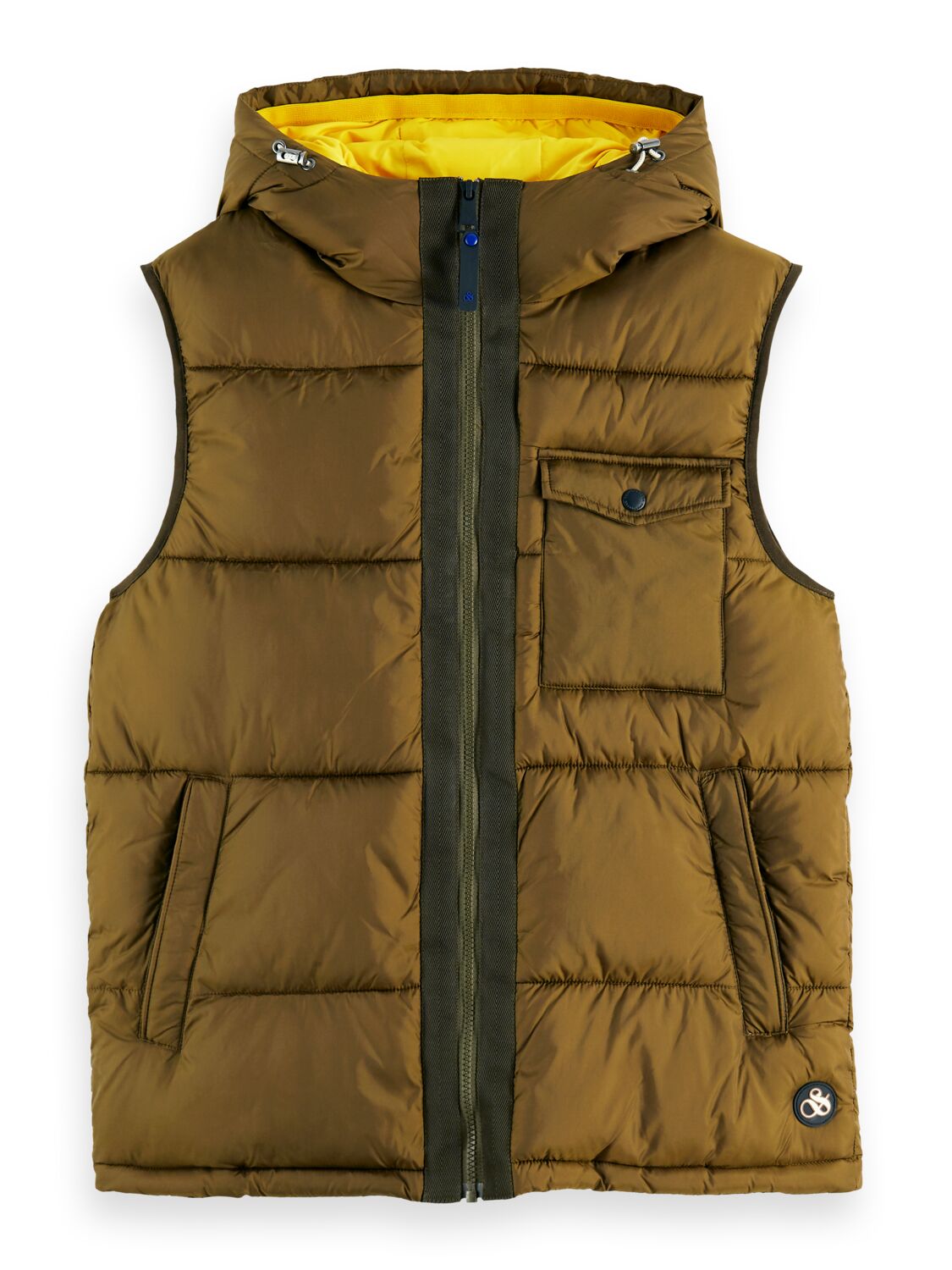 Scotch and Soda Hooded Quilted Body Warmer - Military