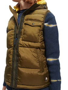 Scotch and Soda Hooded Quilted Body Warmer - Military