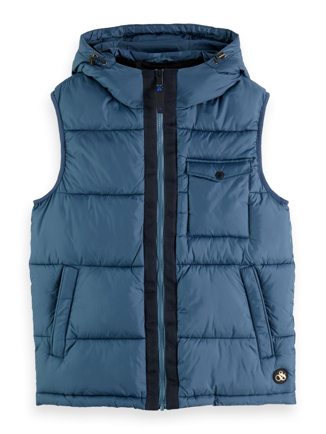 Scotch and Soda Hooded Quilted Body Warmer - Steel