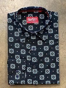 Phillips Of Melbourne Snow Drop Print Shirt - Navy