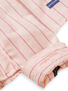 Scotch and Soda Classic Striped Cotton Linen Shirt - Pink - MitchellMcCabe