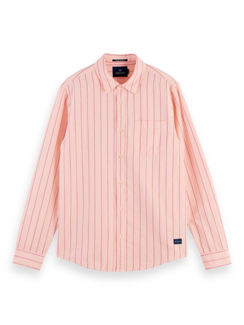 Scotch and Soda Classic Striped Cotton Linen Shirt - Pink - MitchellMcCabe