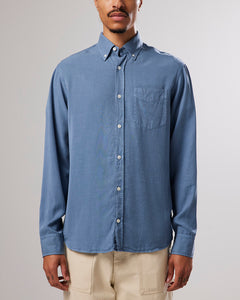No Nationality Levon Tencel Garment Dyed Shirt - Swedish Blue