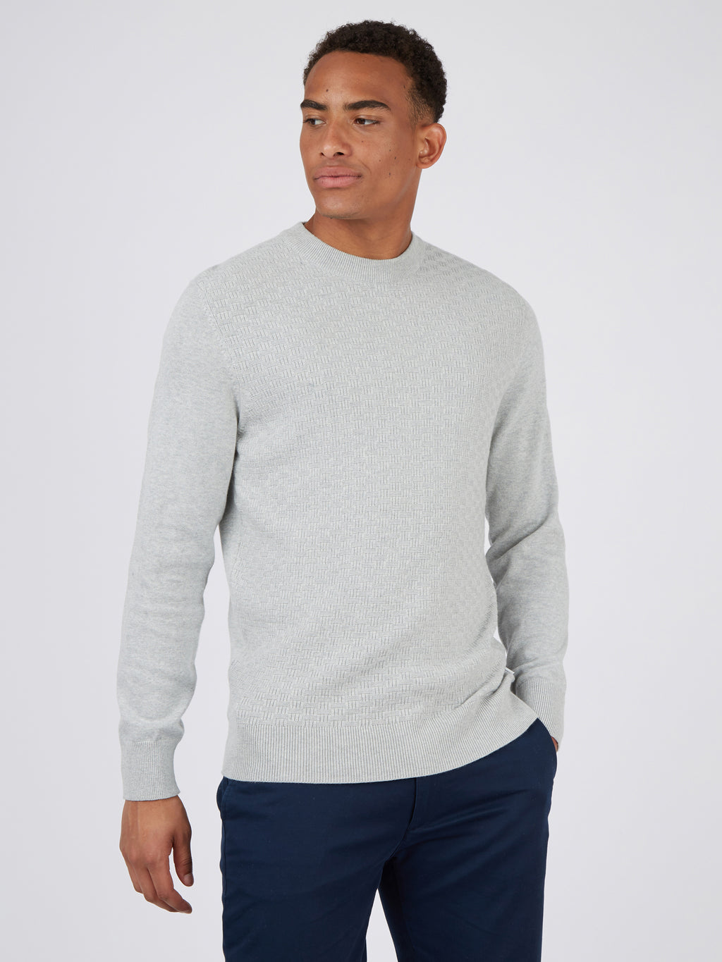 Ben Sherman Textured Crew Knit - Grey - Mitchell McCabe Menswear