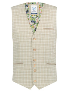 A Fish Named Fred - Sand Linen Look Checked Vest