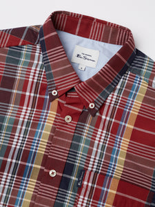 Ben Sherman Madras Check Short Sleeve Shirt - Crimson