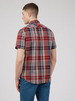 Load image into Gallery viewer, Ben Sherman Madras Check Short Sleeve Shirt - Crimson
