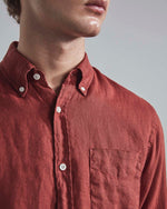 Load image into Gallery viewer, No Nationality Levon Linen Shirt - Burned Red
