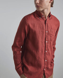 No Nationality Levon Linen Shirt - Burned Red