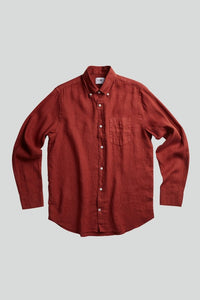 No Nationality Levon Linen Shirt - Burned Red