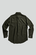 Load image into Gallery viewer, No Nationality Levon Linen Shirt - Dark Army
