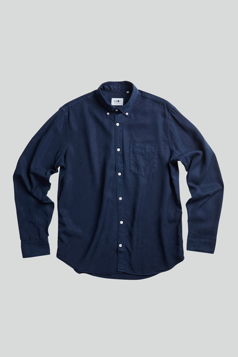 No Nationality Levon Tencel Garment Dyed Shirt - Navy Blue - Mitchell McCabe Menswear