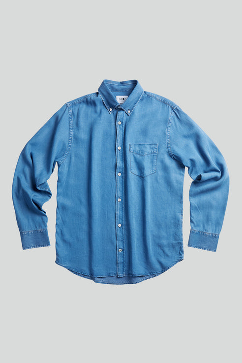 No Nationality Levon Tencel Denim Shirt - Lt Blue - Mitchell McCabe Menswear