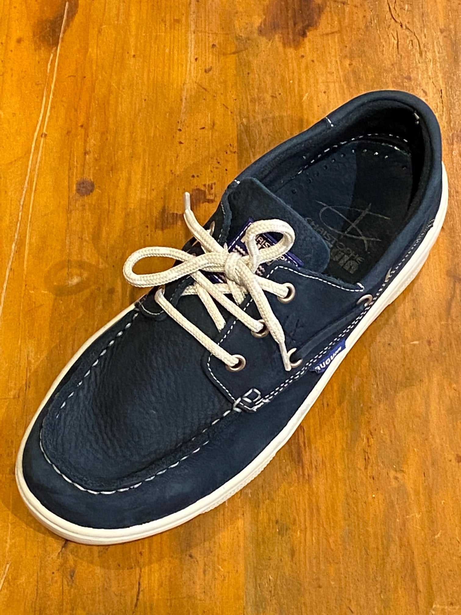 Christophe Auguin French Boat Shoe in Marine Navy - Mitchell McCabe Menswear