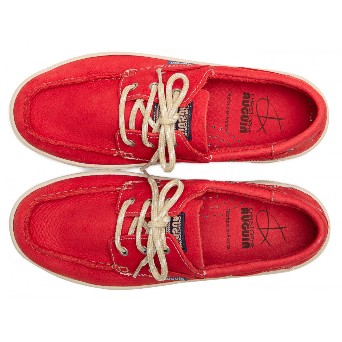 Christophe Auguin French Boat Shoe in Rouge Red - Mitchell McCabe Menswear