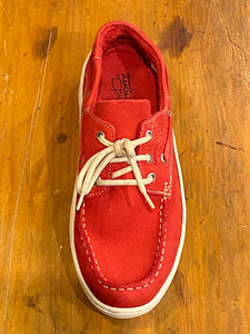 Christophe Auguin French Boat Shoe in Rouge Red - Mitchell McCabe Menswear