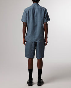 No Nationality Miyagi Linen Short Sleeve Shirt - Dusty Blue