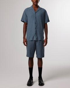 No Nationality Miyagi Linen Short Sleeve Shirt - Dusty Blue