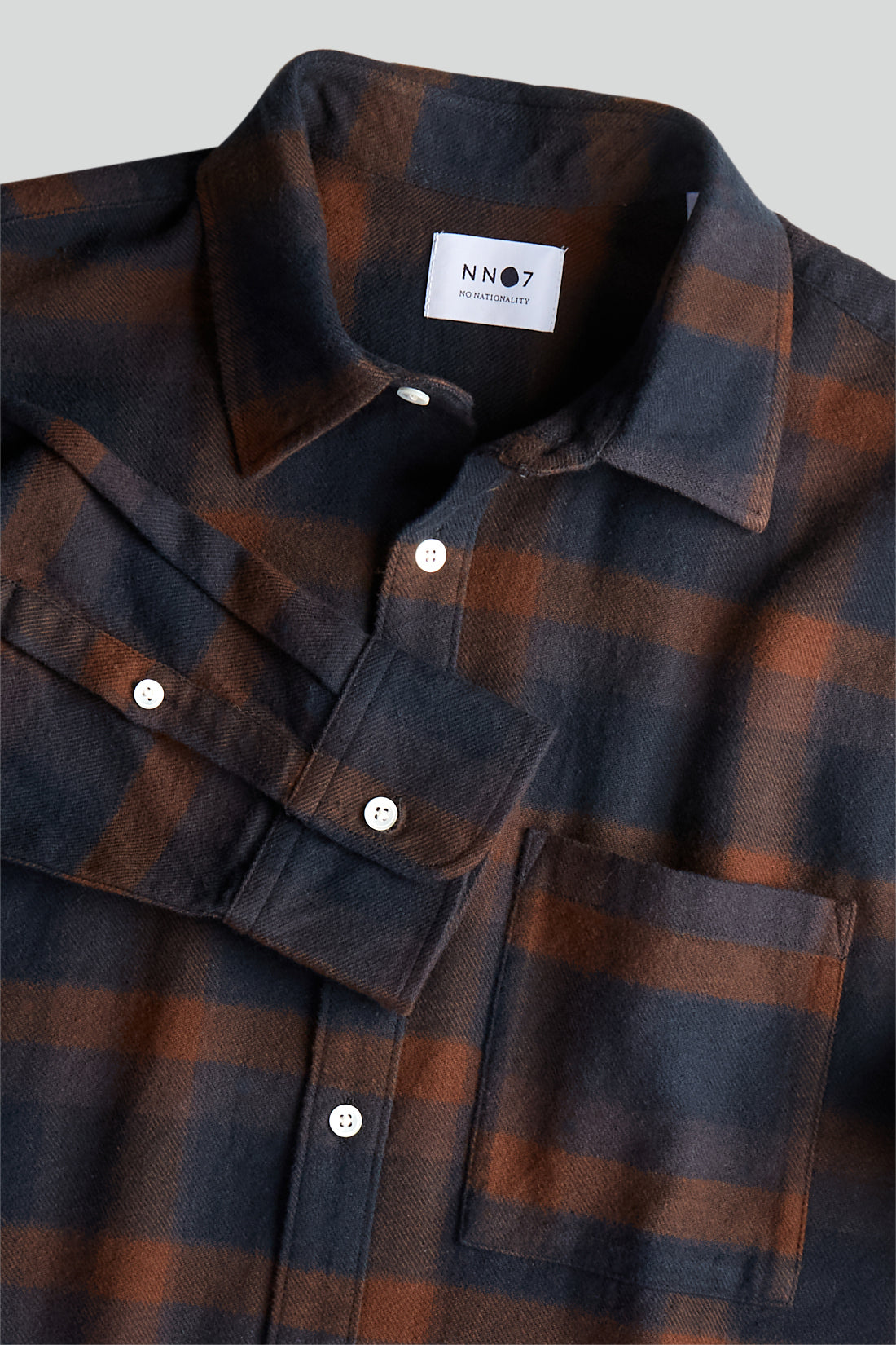 No Nationality Arne Checked Flannel Shirt - Navy