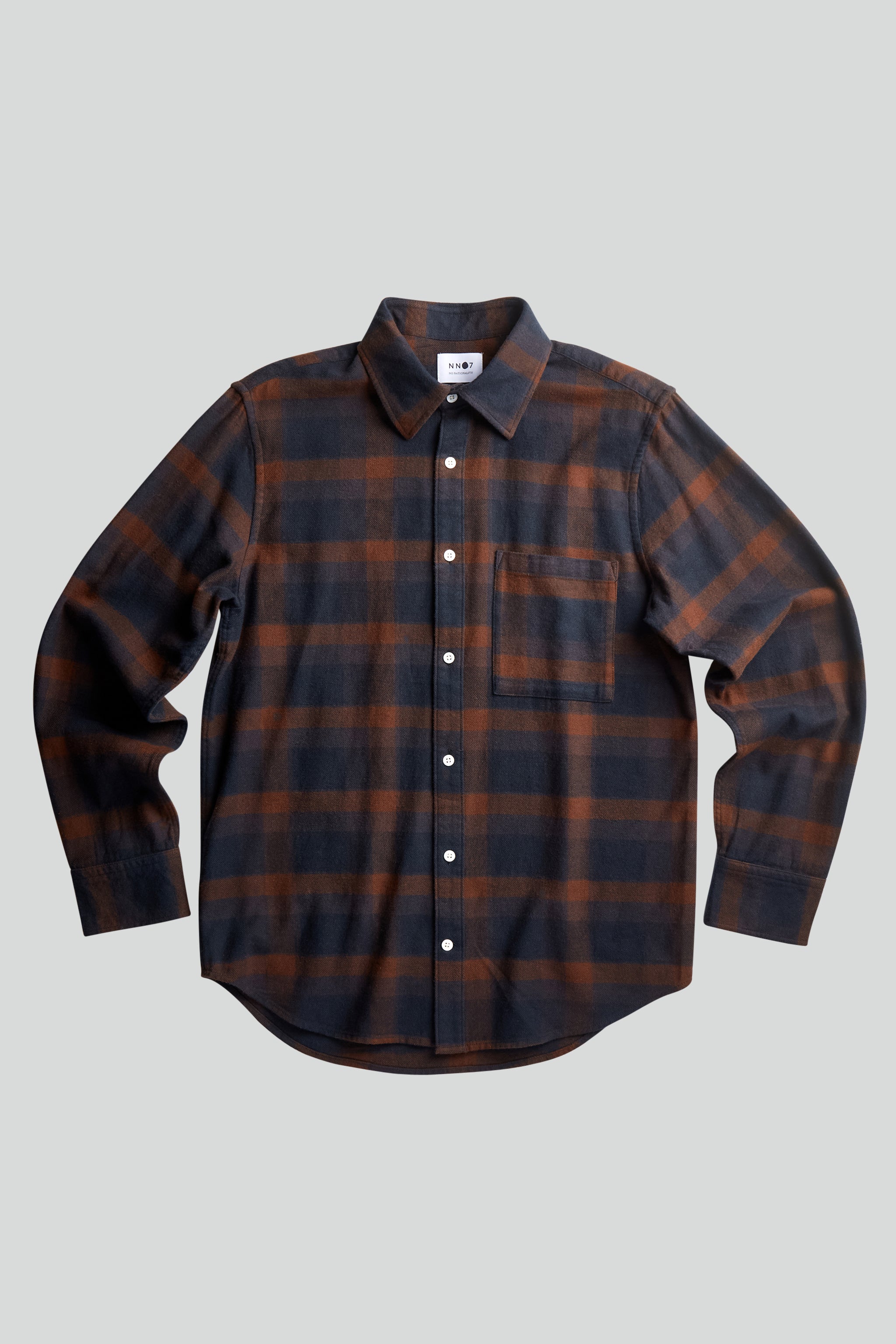 No Nationality Arne Checked Flannel Shirt - Navy