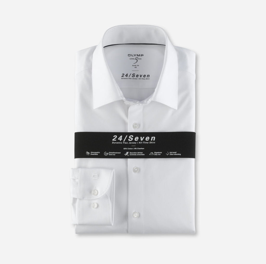 Olymp Luxor 24/7 Dynamic Flex Jersey Shirt - White - Mitchell McCabe Menswear