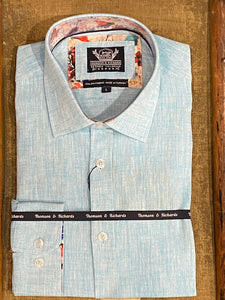 Thomson & Richards Linen Blend Shirt - Pogba Turquoise
