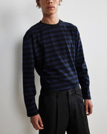 Load image into Gallery viewer, No Nationality Tim Crew Neck Long Sleeve Tee - Black Stripe
