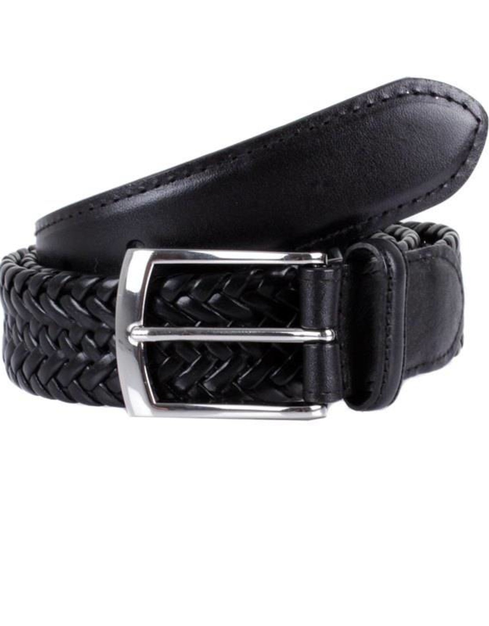 Dents Plaited Leather Casual Belt Black - Main Image