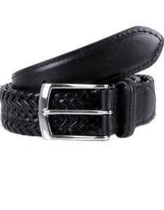 Dents Plaited Leather Casual Belt - Black - MitchellMcCabe