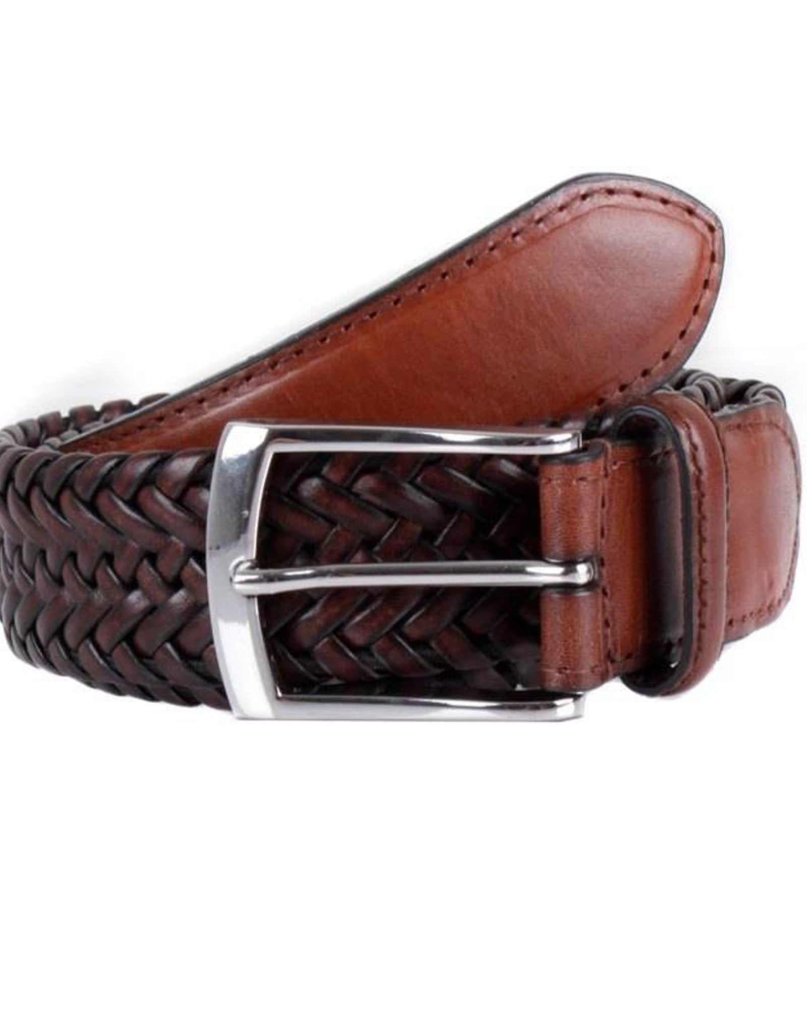 Dents Plaited Leather Casual Belt - Brown - MitchellMcCabe